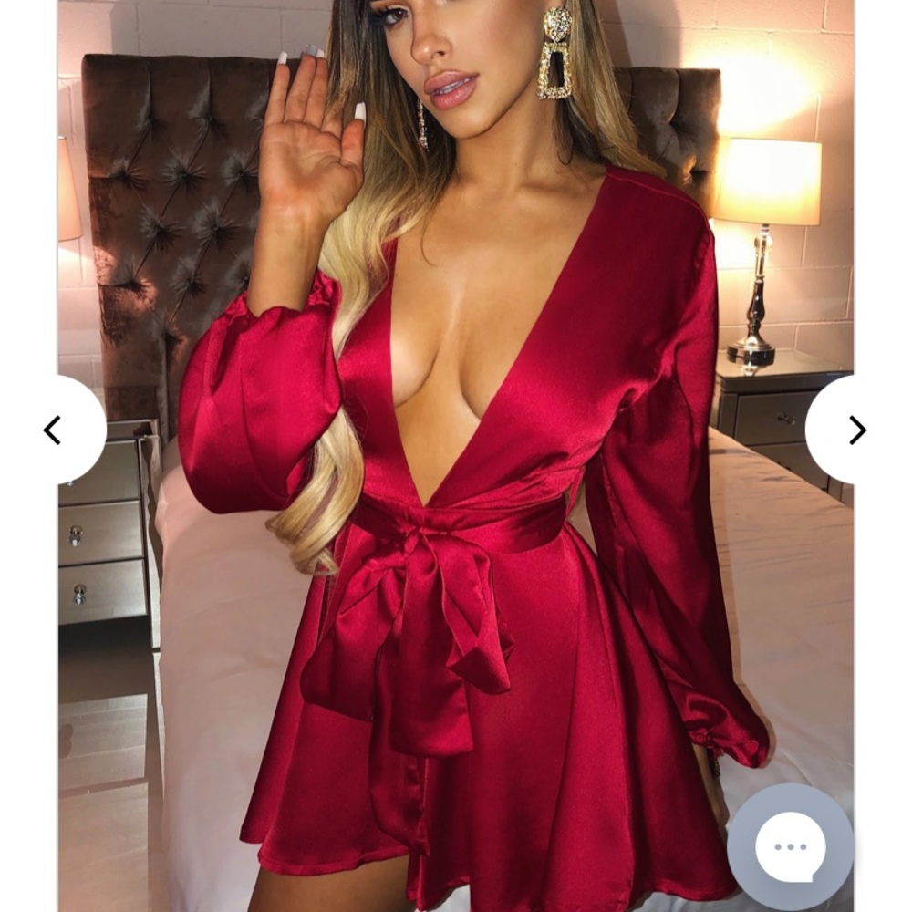Red Satin Playsuit